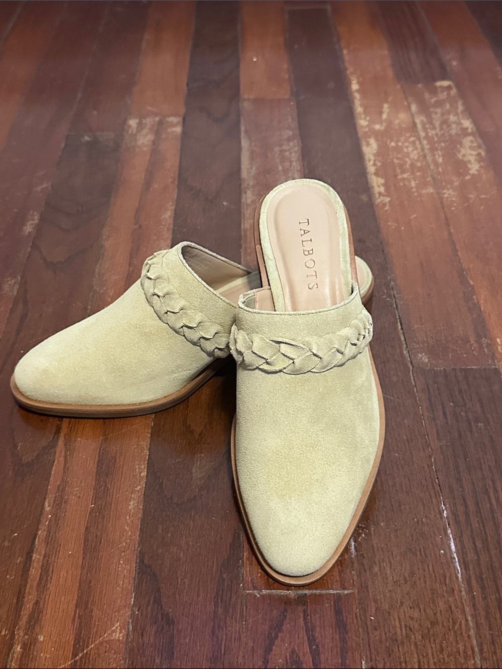 Talbots Cream Maddie Braid Suede Mule Slip-On